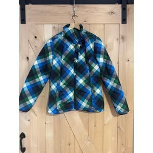Gsus SIndustries | Plaid Zip Up Ruffle Collar Winter Jacket | Size M